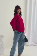 Romy Oversized Knit Jumper - Burgundy Red