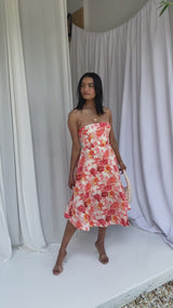 Katie Midi Dress - Peach Floral