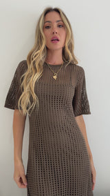 Airlie Crochet Maxi Dress - Mocha