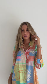 Malibu Shirt Dress - Tropical Print