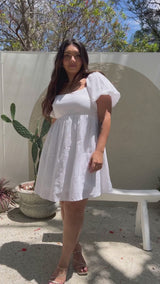 Jayla Linen Mini Dress - White - The Self Styler