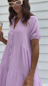 Mika Cotton Midi Dress - Lilac - The Self Styler