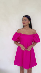 Jayla Linen Mini Dress - Raspberry Pink - The Self Styler