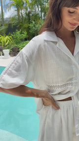 Astrid Crochet Lace Cotton Shirt - White