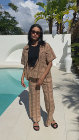 Tully Cotton Pant - Sun Print -  Mocha