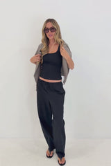 Georgie Cotton Barrel Leg Pants - Black