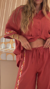 Pia Linen Shirt - Papaya