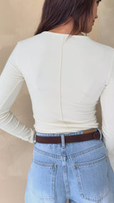 Eadie Front Seam Long Sleeve Top - Milk