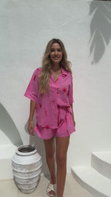 Lyla Shorts - Pink Palm Print