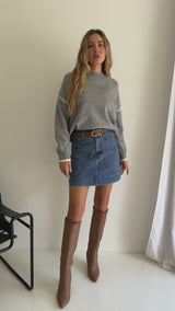 Heidi Denim Mini Skirt - Mid Blue Wash - The Self Styler