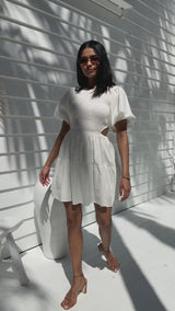Bianca Cut-Out Mini Dress - White - Girl and the Sun