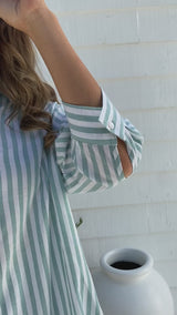 Sienna Cotton Shirt - Mint Stripe