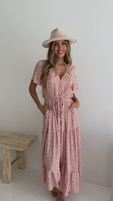 Neva Maxi Dress - Blush Pink Spot