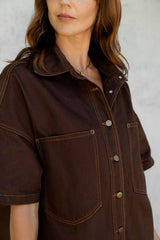 Juno Oversized Denim Shirt - Espresso