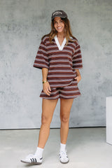 Ollie Rugby Stripe Tee - Chocolate