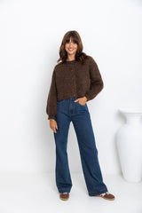 Jayla Knit Cardigan - Chocolate Marle