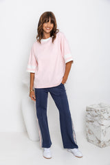 Jordyn Stripe Pant - Navy and Pink