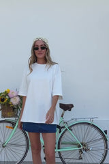 Quinn Relaxed-Fit Side Split Tee - White