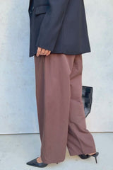 Georgie Cotton Barrel Leg Pants - Chocolate