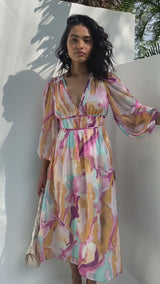 Solana Maxi Dress - Abstract Watercolour Print