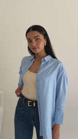 Mila Linen  Shirt - Blue