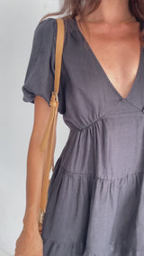 Georgia Linen Mini Dress - Black