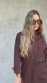 Duke Oversized Denim Shirt - Chocolate