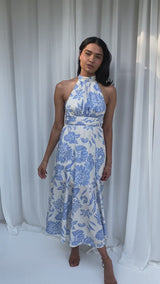 Brynn Halter Neck Dress - Blue