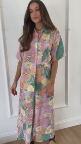 Fiore Wide-Leg Pants - Lilac Garden Print