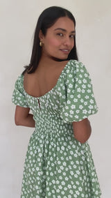 Phoebe Mini Dress - Green Floral