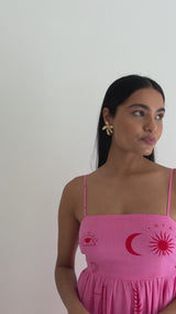 Bettina Maxi Dress - Palm Print - Pink