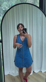Mila Denim Mini Dress - Dark Wash