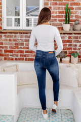 Danni Long Sleeve Ribbed Top - White - The Self Styler
