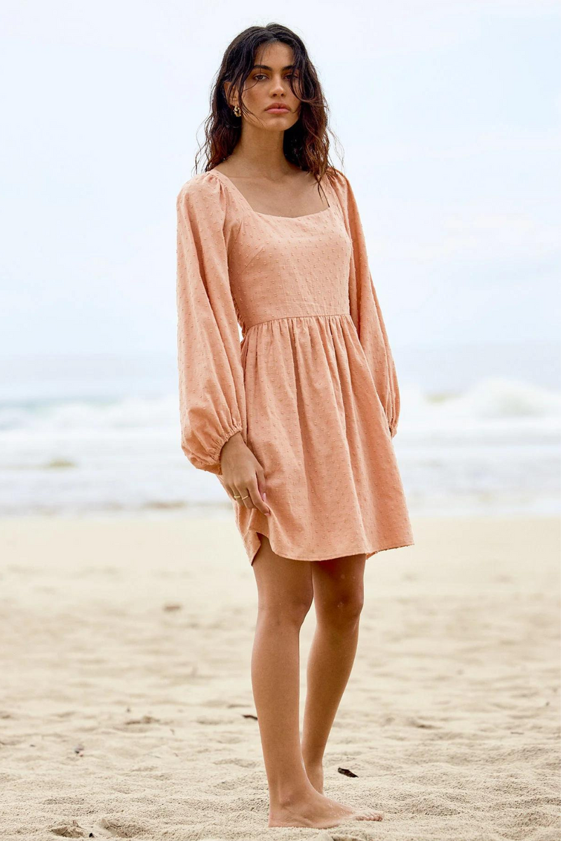 Kelsia Mini Dress - Apricot Spot - Girl And The Sun - The Self Styler