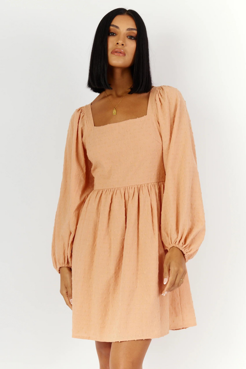 Kelsia Mini Dress - Apricot Spot - Girl And The Sun - The Self Styler