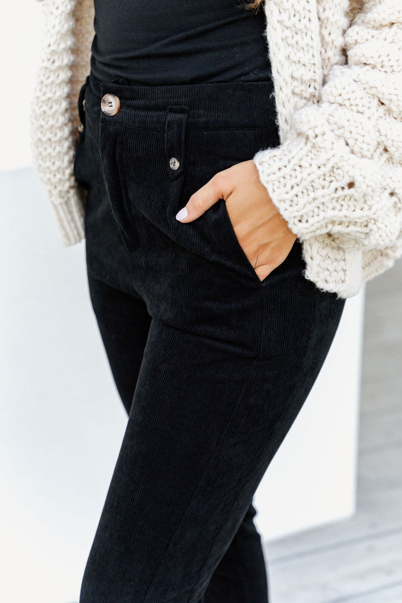 1 SPENCER CORDUROY COTTON PANT - BLACK - The Self Styler