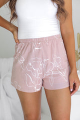 Saskia Cotton Shorts - Mauve Chalk Print - The Self Styler