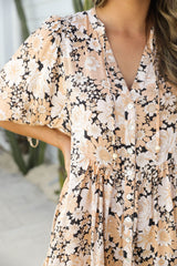 Carla Boho Dress - Vintage Cream Floral - The Self Styler