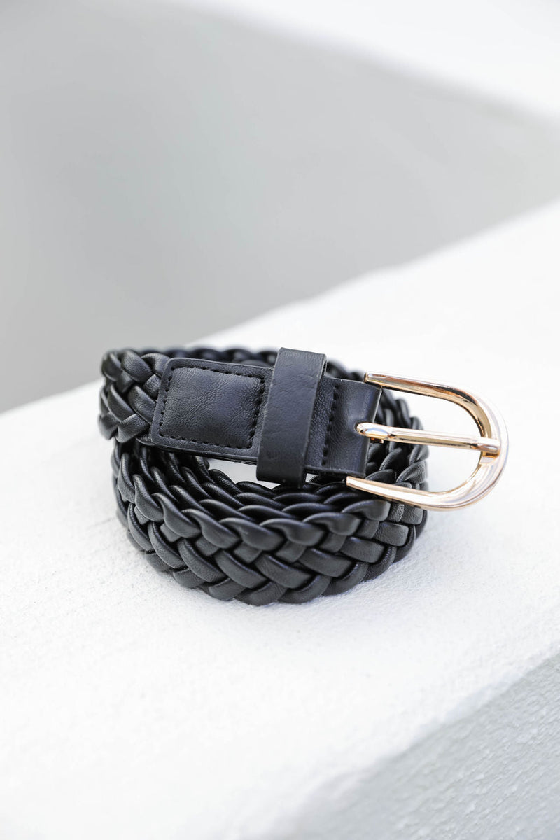 1 KELLIE PLAITED BELT - BLACK - The Self Styler