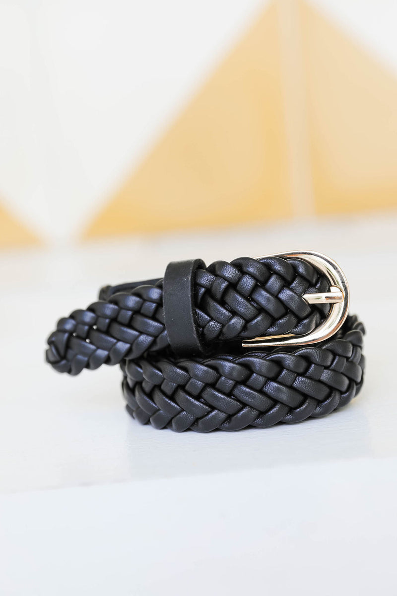 1 KELLIE PLAITED BELT - BLACK - The Self Styler