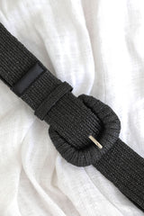 Gabby Woven Stretch Belt - Black - The Self Styler