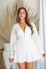 Georgia Mini Dress - White Eyelet - The Self Styler