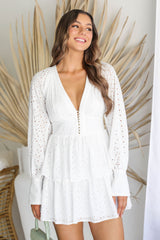 Georgia Mini Dress - White Eyelet - The Self Styler