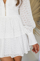 Georgia Mini Dress - White Eyelet - The Self Styler