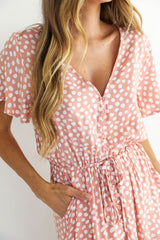 Neva Maxi Dress - Blush Pink Spot - The Self Styler