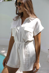 Koah Safari Playsuit - White - The Self Styler