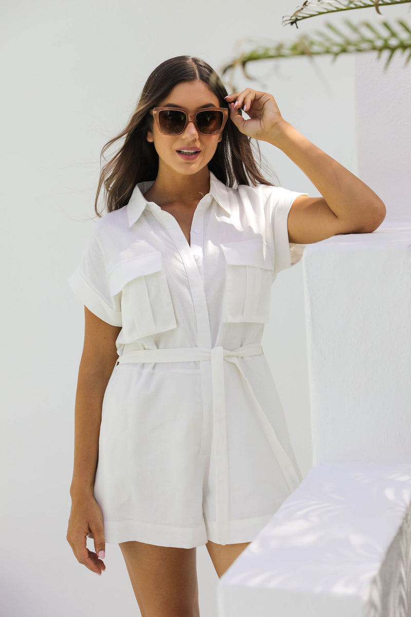Koah Safari Playsuit - White - The Self Styler
