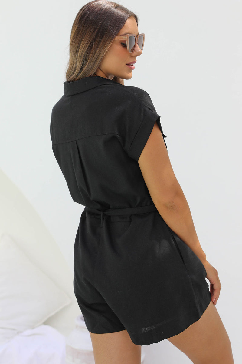 Koah Safari Playsuit - Black - The Self Styler