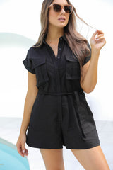 Koah Safari Playsuit - Black - The Self Styler