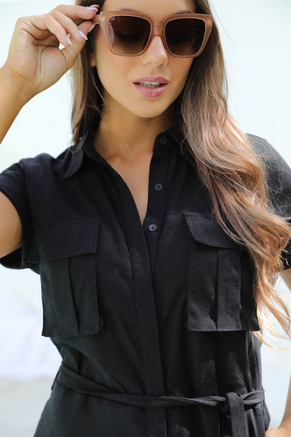 Koah Safari Playsuit - Black - The Self Styler